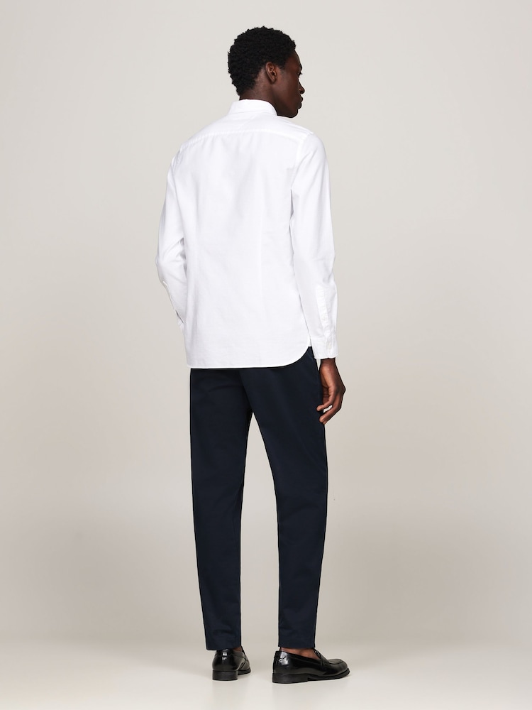 Tommy Hilfiger White Slim Fit Oxford Dobby Shirt - Image 4 of 5