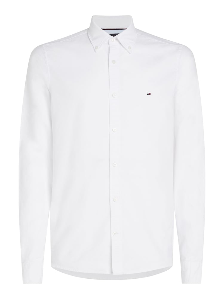 Tommy Hilfiger White Slim Fit Oxford Dobby Shirt - Image 5 of 5
