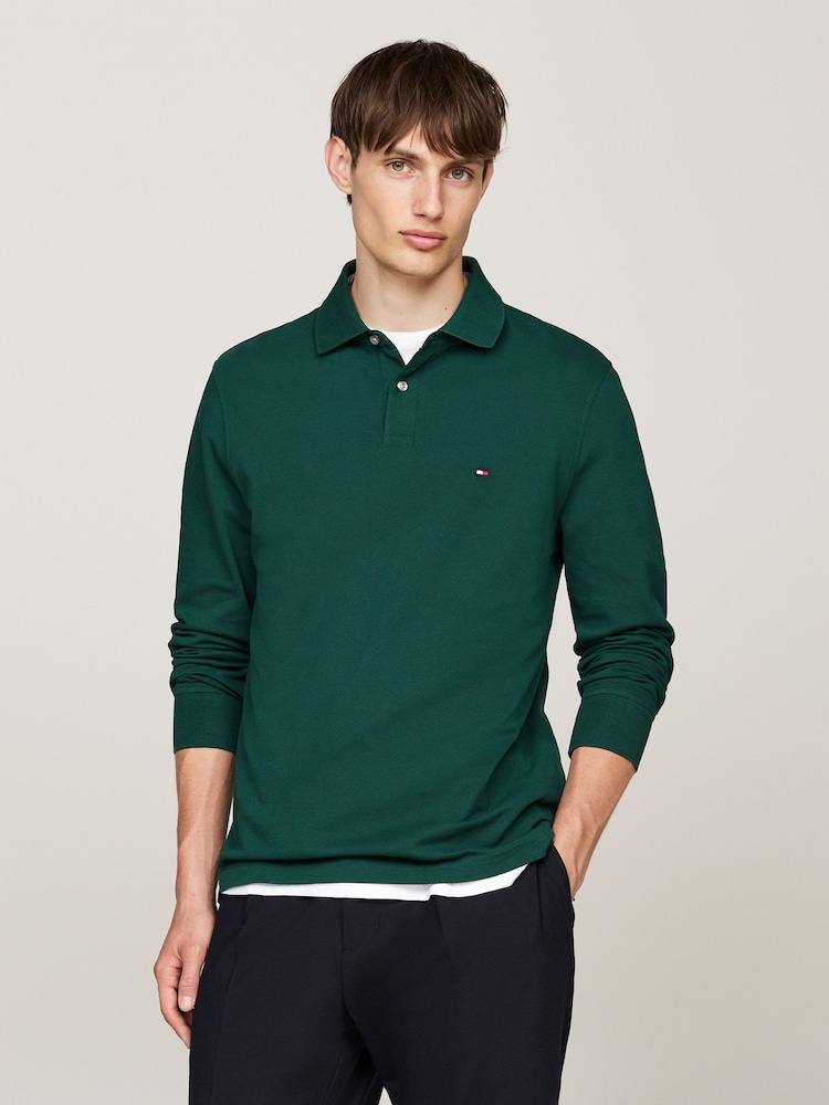 Tommy Hilfiger Green 1985 Regular Long Sleeve Polo Shirt - Image 1 of 6
