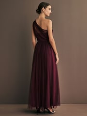 Maya Purple One Shoulder Tulle Maxi Dress With Embellished Motif - Image 3 of 3