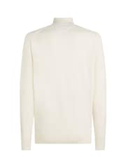 Crème - Tommy Hilfiger trui van een mix van katoen en kasjmier met kwartrits - Image 2 of 3