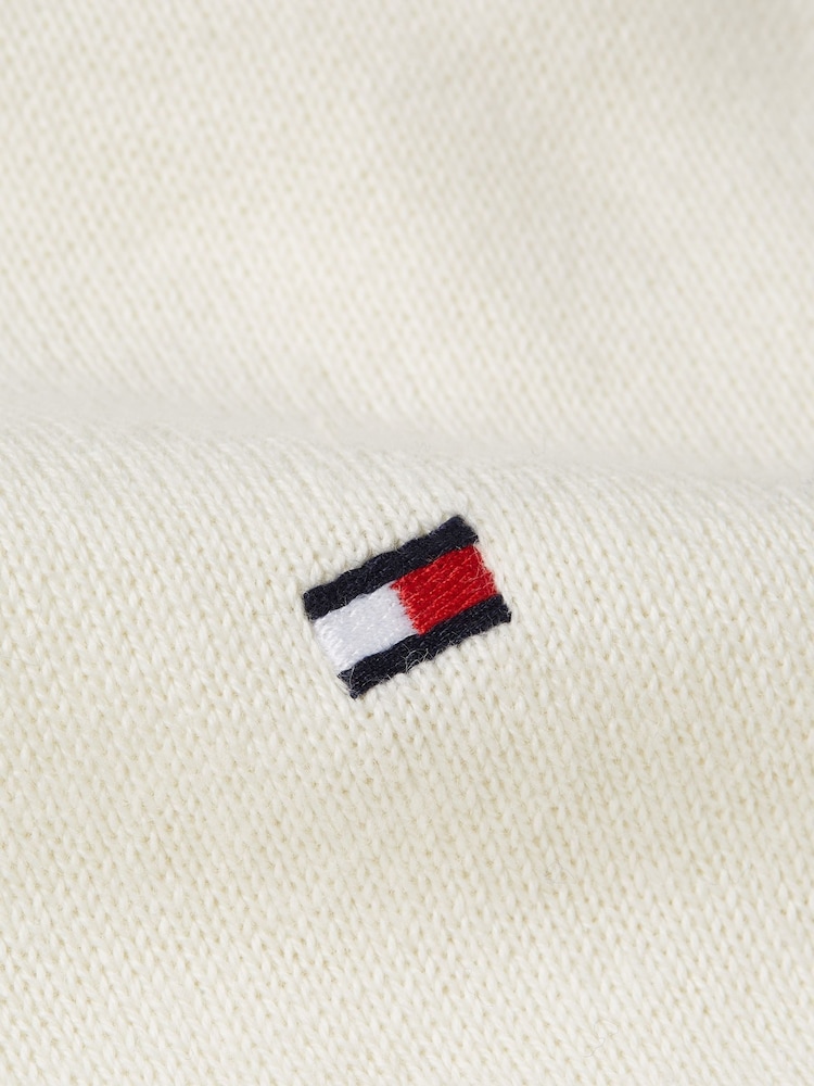 Crème - Tommy Hilfiger trui van een mix van katoen en kasjmier met kwartrits - Image 3 of 3