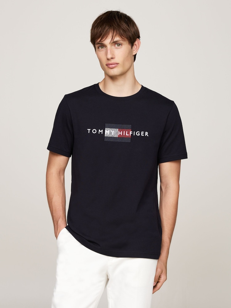 Tommy Hilfiger Blue 100% Cotton Flag Embroidered T-Shirt - Image 1 of 4