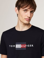 Tommy Hilfiger Blue 100% Cotton Flag Embroidered T-Shirt - Image 3 of 4
