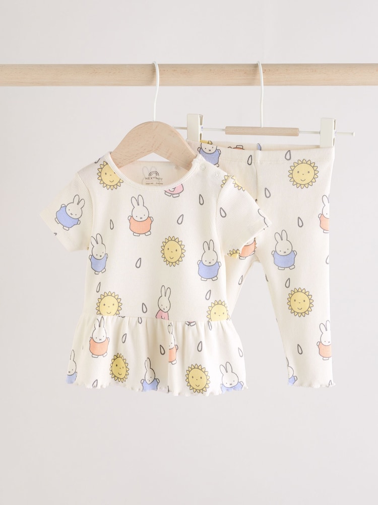 Creme - Lizenziertes Baby-Set aus Miffy-Kurzarm-Top und Leggings, 2-teilig - Bild 1 von 11 Creme - Lizenziertes Baby-Set aus Miffy-Kurzarm-Top und Leggings, 2-teilig - Bild 1 von 11