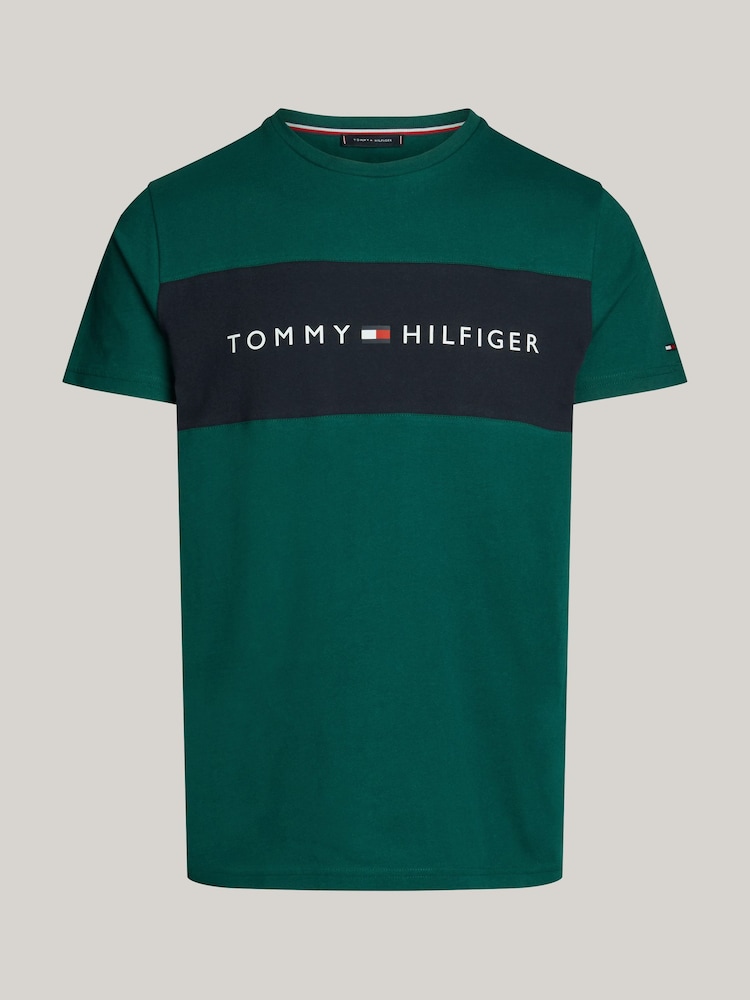 Tommy Hilfiger Green Short Sleeved Block Logo 100% Cotton T-Shirt - Image 5 of 5