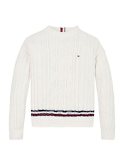 Tommy Hilfiger Cream Global Chenille Cable Sweater - Image 5 of 5