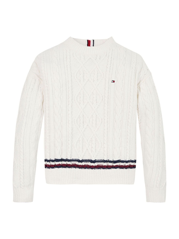 Tommy Hilfiger Cream Global Chenille Cable Sweater - Image 5 of 5