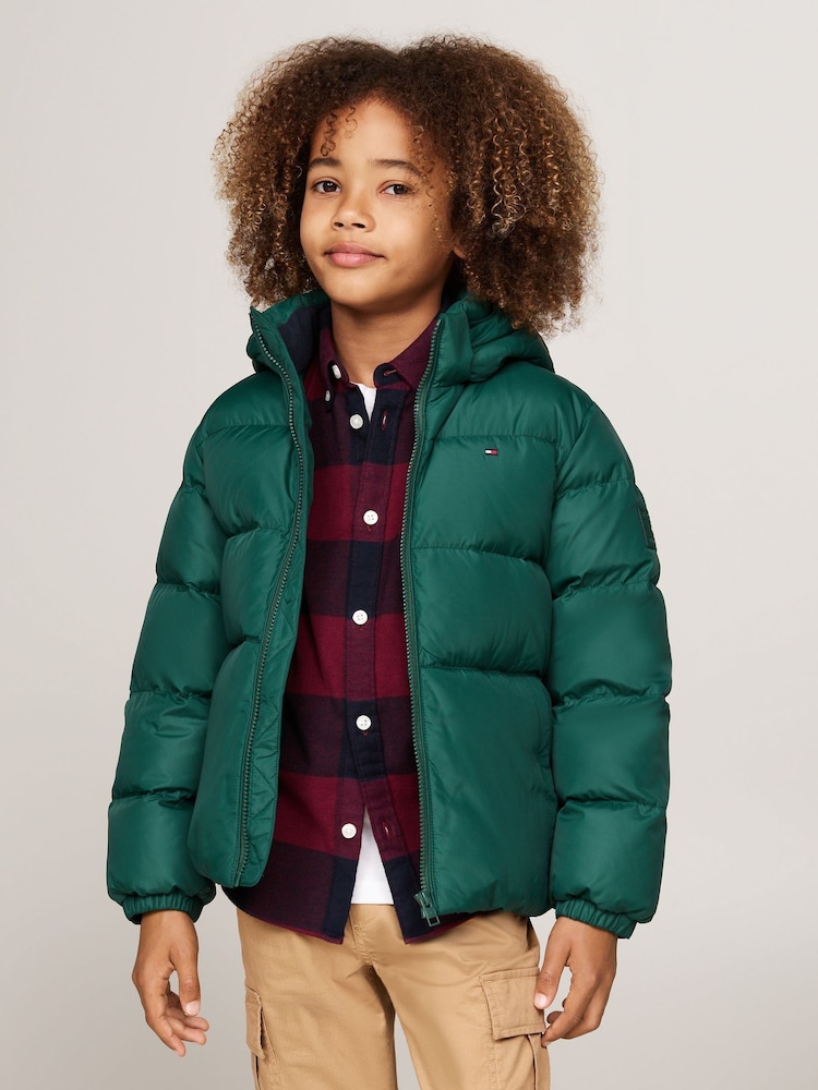Tommy Hilfiger Green Boys Essential Down Puffer Jacket - Image 1 of 5