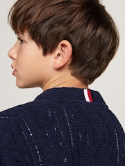 Tommy Hilfiger Blue Global Chenille Cable Sweater - Image 4 of 5