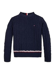 Tommy Hilfiger Blue Global Chenille Cable Sweater - Image 5 of 5