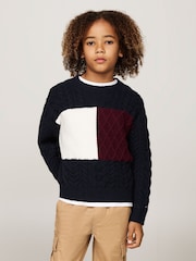 Tommy Hilfiger Colourblock Blue Sweater - Image 1 of 5