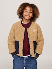 Tommy Hilfiger Reversible Quilted Teddy Green Jacket - Image 1 of 5
