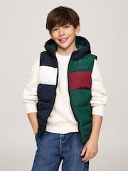 Tommy Hilfiger Green Colourblock Ribstop Padded Vest - Image 1 of 5