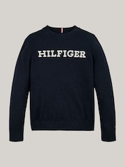 Tommy Hilfiger Blue Regular Fit Monotype Sweater - Image 5 of 5