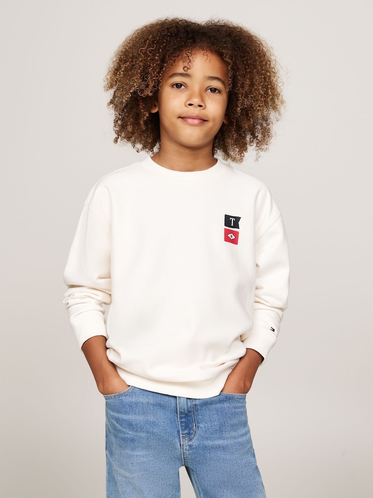 Tommy Hilfiger White White Flags Embroidered Sweatshirt - Image 1 of 5