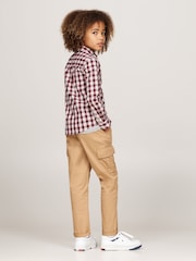 Tommy Hilfiger – Langärmliges Hemd mit kleinem Karomuster in normaler Passform, Rot - Bild 2 von 5