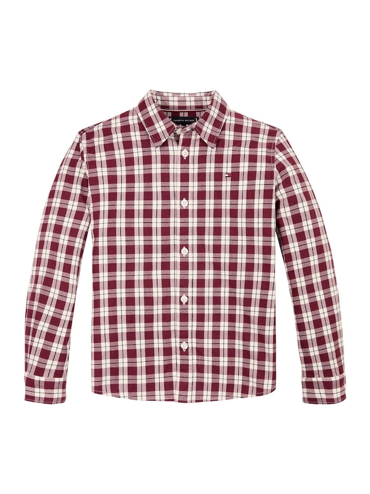 Tommy Hilfiger – Langärmliges Hemd mit kleinem Karomuster in normaler Passform, Rot - Bild 5 von 5