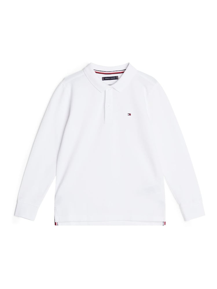Tommy Hilfiger White Tommy Hilfiger Red Flag Long Sleeved Polo Shirt - Image 4 of 4