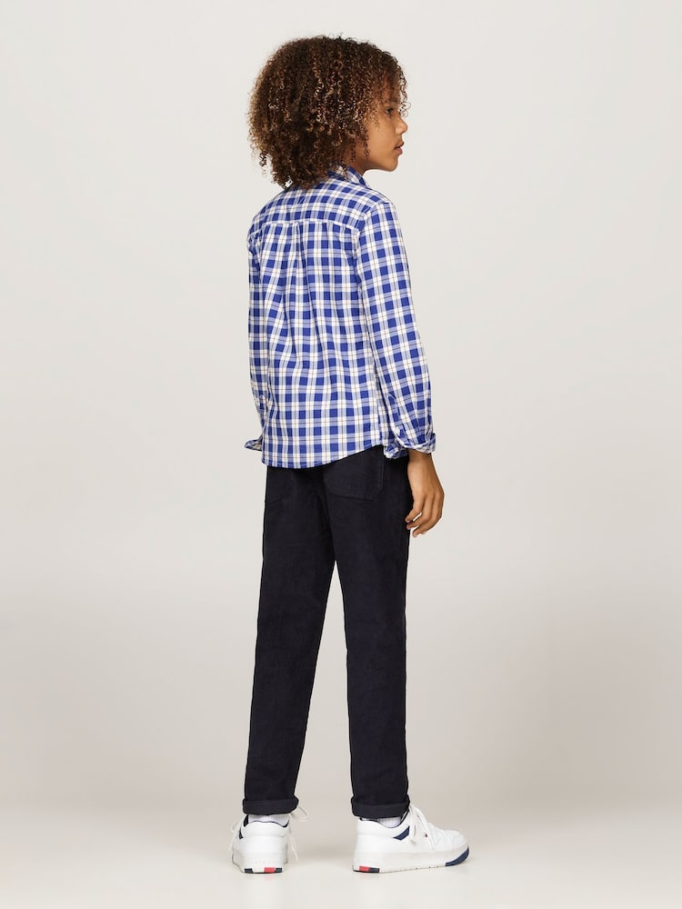 Tommy Hilfiger Blue Regular Fit Small Check Long Sleeved Shirt - Image 2 of 5