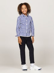 Tommy Hilfiger Blue Regular Fit Small Check Long Sleeved Shirt - Image 3 of 5