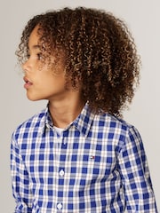 Tommy Hilfiger Blue Regular Fit Small Check Long Sleeved Shirt - Image 4 of 5