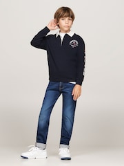 Albastru - Blugi drepți moderni Tommy Hilfiger - Imaginea 2 din 5