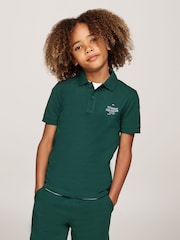 Tommy Hilfiger Green Regular Fit Logo Short Sleeved 100% Cotton Polo Shirt - Image 1 of 5