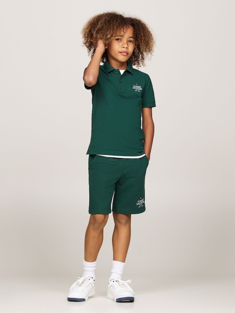 Tommy Hilfiger Green Regular Fit Logo Short Sleeved 100% Cotton Polo Shirt - Image 2 of 5