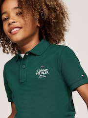 Tommy Hilfiger Green Regular Fit Logo Short Sleeved 100% Cotton Polo Shirt - Image 3 of 5