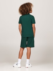 Tommy Hilfiger Green Regular Fit Logo Short Sleeved 100% Cotton Polo Shirt - Image 4 of 5