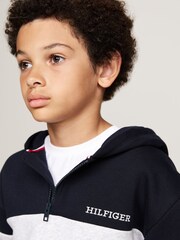 ألوان متباينة أحمر - هودي فليس من الصوف بسحاب من Tommy Hilfiger - صورة 4 من 5