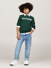 Tommy Hilfiger Green Tommy Hilfiger Blue Regular Fit Monotype Sweater - Image 2 of 5