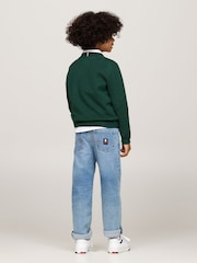 Tommy Hilfiger Green Tommy Hilfiger Blue Regular Fit Monotype Sweater - Image 3 of 5