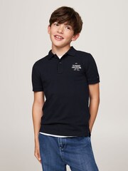 Tommy Hilfiger Blue Regular Fit Logo Short Sleeved 100% Cotton Polo Shirt - Image 1 of 5