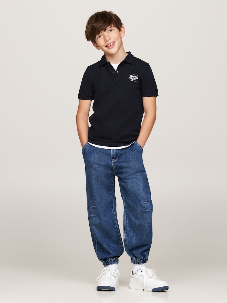 Tommy Hilfiger Blue Regular Fit Logo Short Sleeved 100% Cotton Polo Shirt - Image 2 of 5