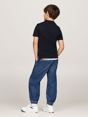 Tommy Hilfiger Blue Regular Fit Logo Short Sleeved 100% Cotton Polo Shirt - Image 3 of 5