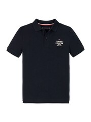 Tommy Hilfiger Blue Regular Fit Logo Short Sleeved 100% Cotton Polo Shirt - Image 5 of 5