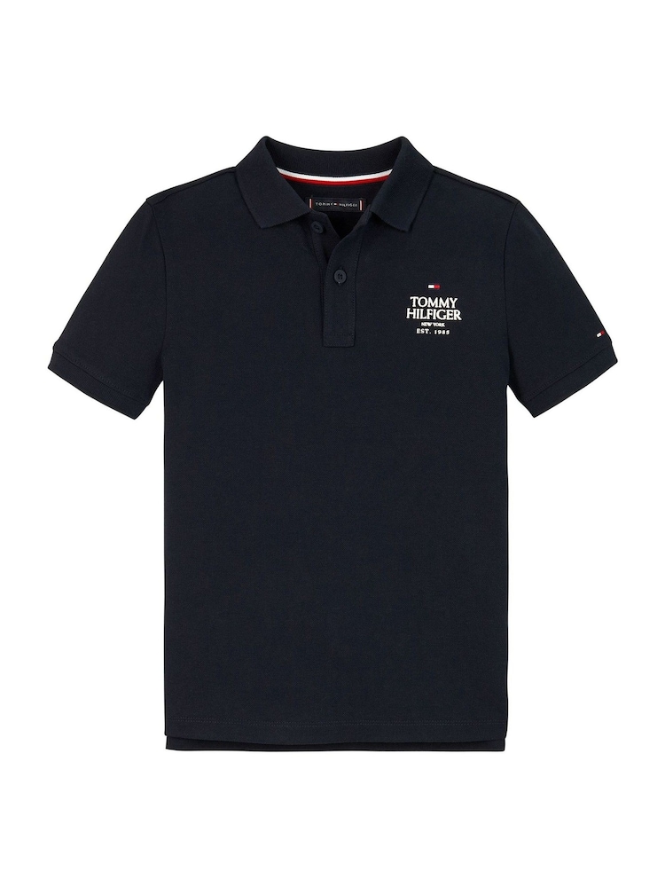 Tommy Hilfiger Blue Regular Fit Logo Short Sleeved 100% Cotton Polo Shirt - Image 5 of 5