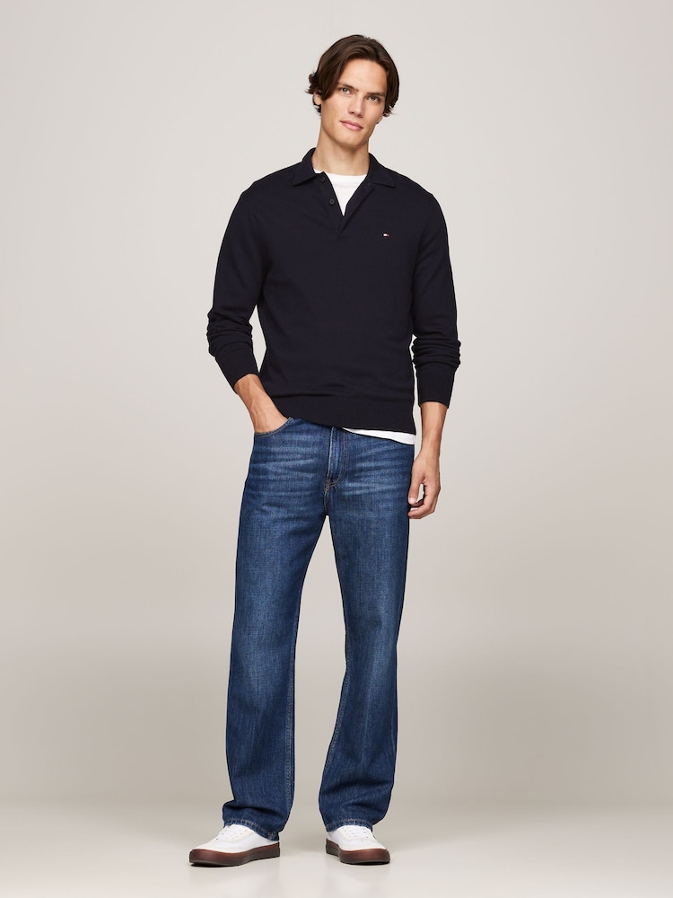 Синій - Сорочка поло з довгим рукавом з бавовни Pima і кашеміру від Tommy Hilfiger - Image 3 of 5