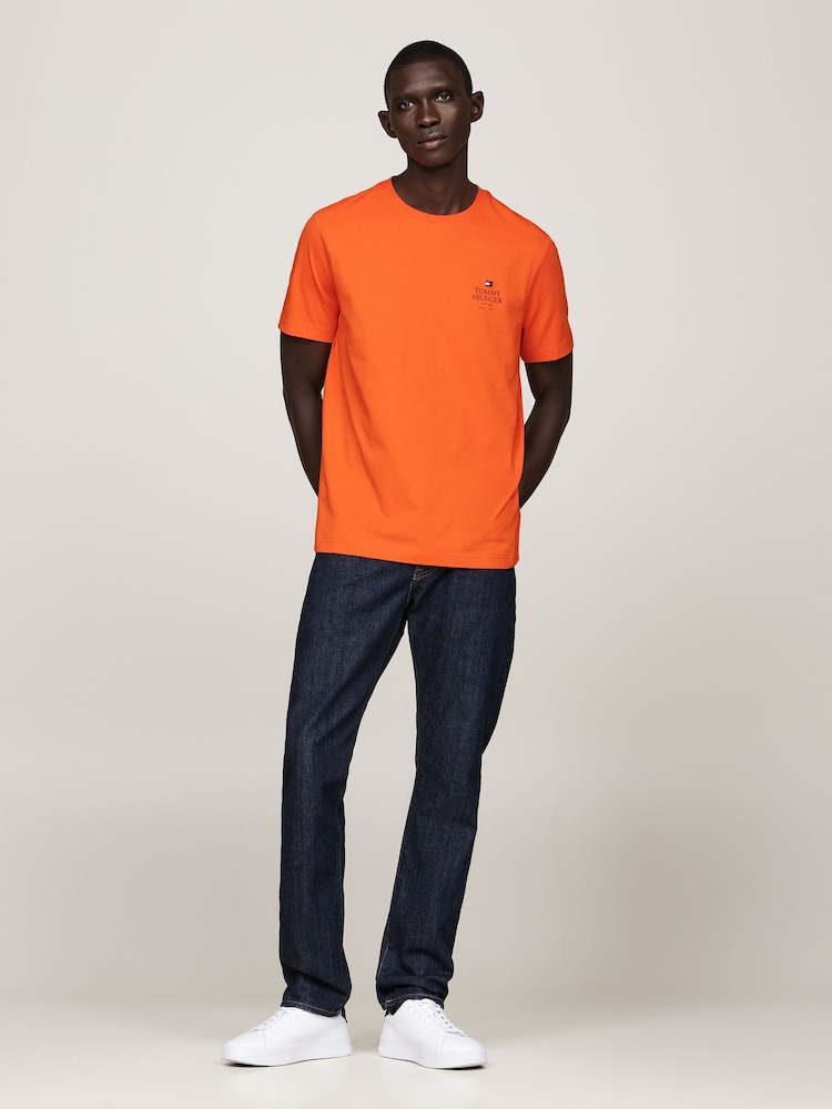 Tommy Hilfiger Orange Hilfiger Stack 100% Cotton T-Shirt - Image 2 of 5 Tommy Hilfiger Orange Hilfiger Stack 100% Cotton T-Shirt - Image 2 of 5