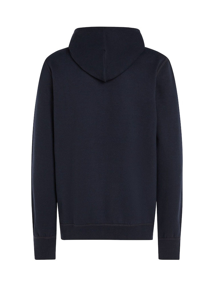Tommy Hilfiger Blue Essential Fleece Hoodie - Image 6 of 6
