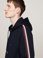 Tommy Hilfiger Blue 100% Cotton Global Stripe Tape Hoodie - Image 3 of 5