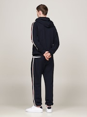 Tommy Hilfiger Blue 100% Cotton Global Stripe Tape Hoodie - Image 4 of 5