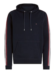 Tommy Hilfiger Blue 100% Cotton Global Stripe Tape Hoodie - Image 5 of 5