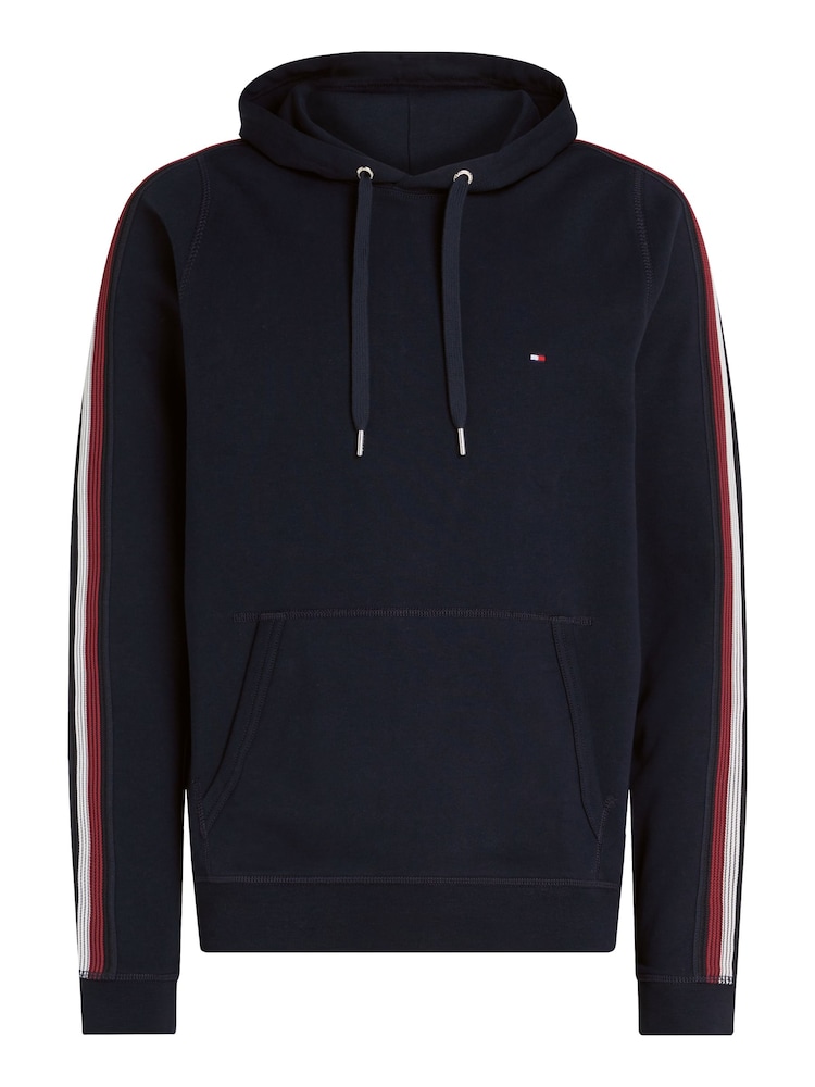 Tommy Hilfiger Blue 100% Cotton Global Stripe Tape Hoodie - Image 5 of 5