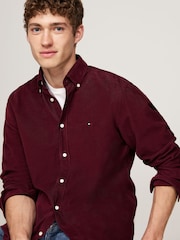 Tommy Hilfiger Red Regular Fit Solid Corduroy 100% Cotton Shirt - Image 3 of 5