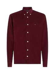 Tommy Hilfiger Red Regular Fit Solid Corduroy 100% Cotton Shirt - Image 5 of 5