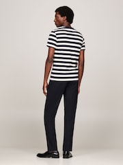 Tommy Hilfiger Blue 100% Cotton Tommy Logo Stripe T-Shirt - Image 2 of 6