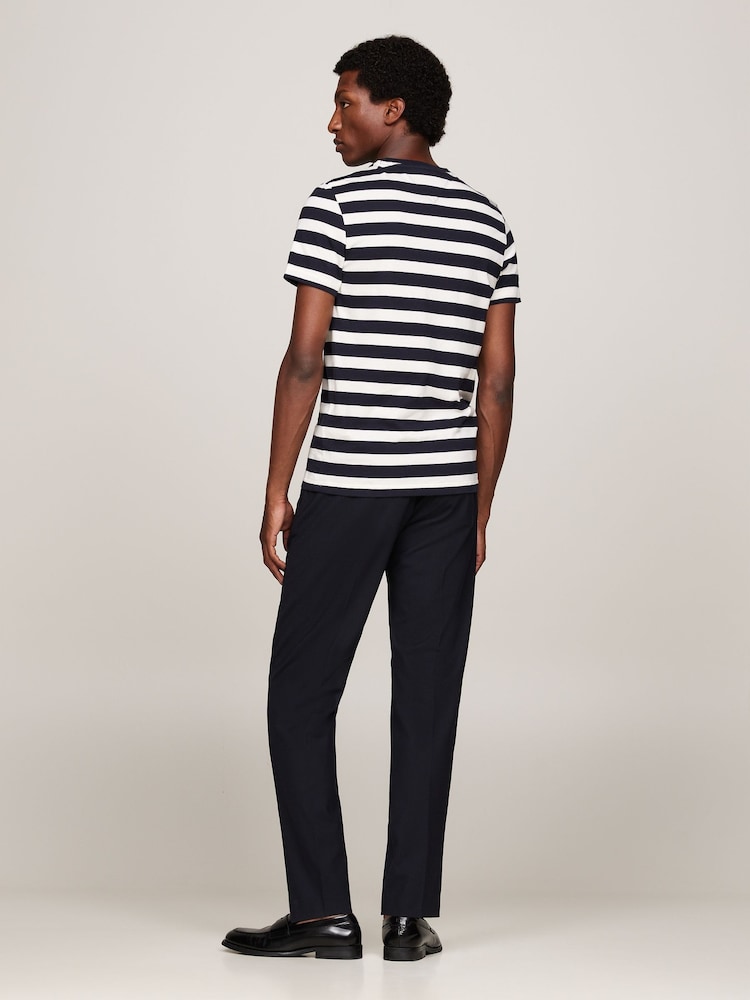 Tommy Hilfiger Blue 100% Cotton Tommy Logo Stripe T-Shirt - Image 2 of 6
